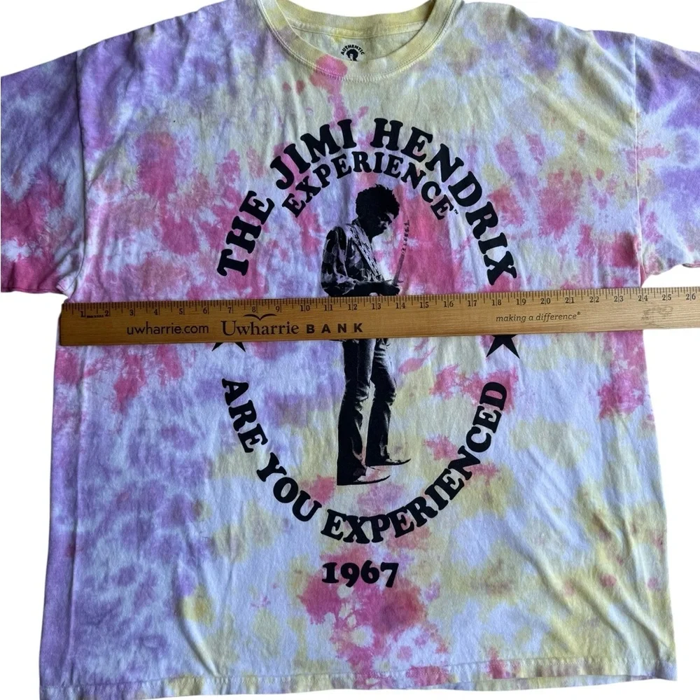 Jimi Hendrix Tie Dye Band Shirt Short Sleeve Pink Yellow Womens XL - Picture 3 of 5
